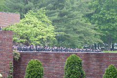 Students lined up outside ampitheater