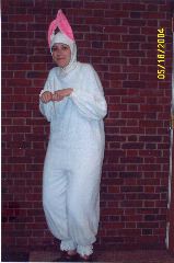 Paula in bunny outfit